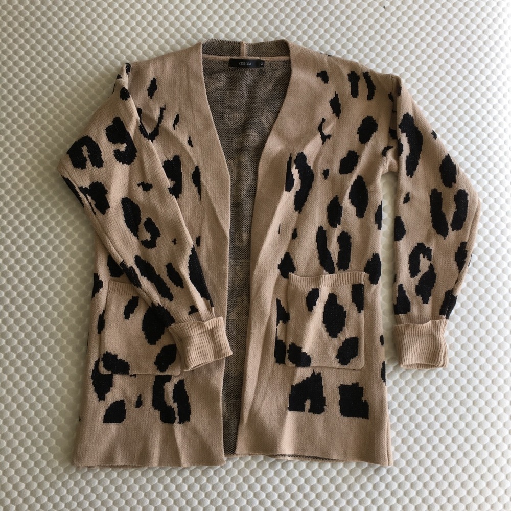 Slouchy cheetah print cardigan